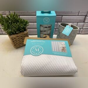 Martha Stewart ❤️Shower Curtain /Hooks/Toothbrush holder set of 3  NWT